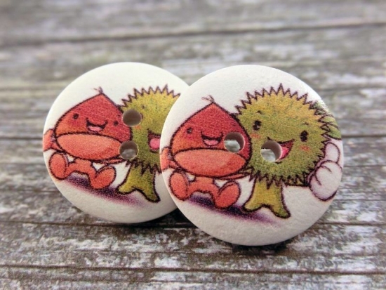 Kastanien Männchen Knopf Ohrstecker Holz Chestnut